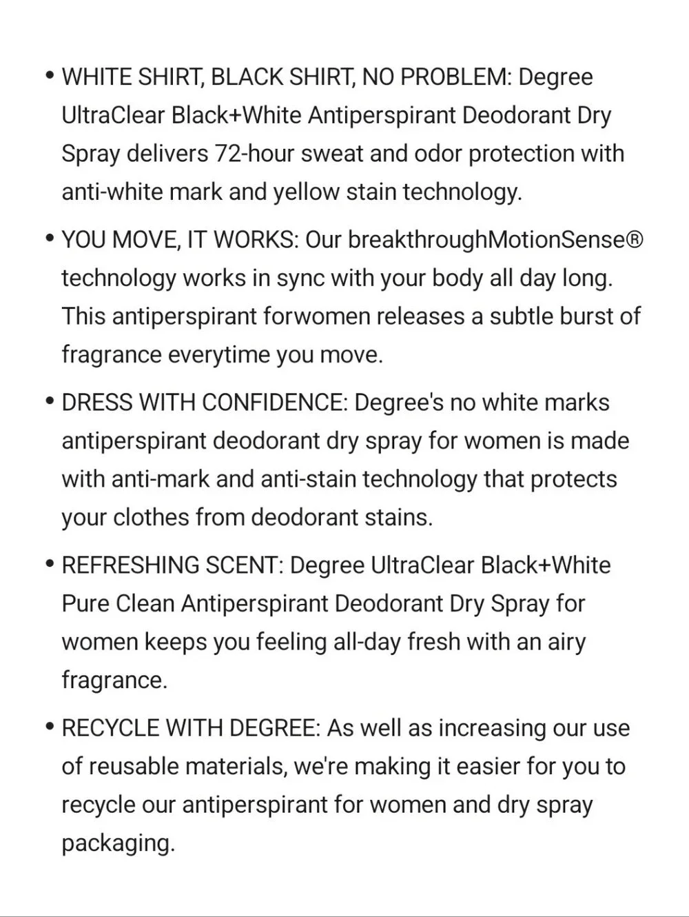 ⭐4/$15 Degree Ultraclear 72-Hour Black + White Deodorant Clean